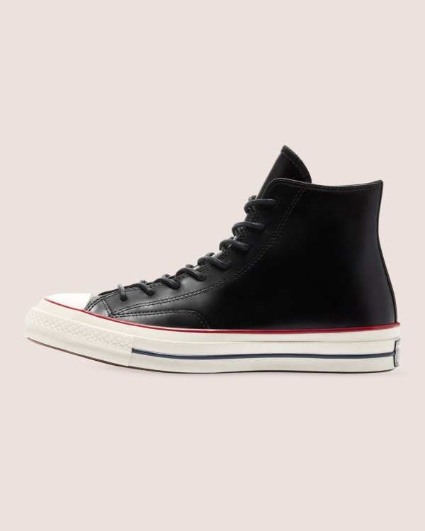 Converse Chuck 70 Premium Leather Sort Sko Danmark - Converse Høje Sneakers Dame - 94573LBYQ